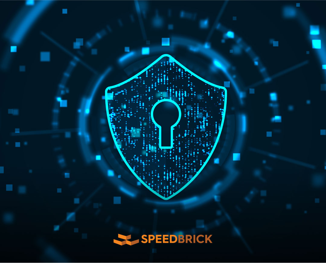 graphic of digital security with shield lock